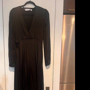 Black silky, spotty, midi dress